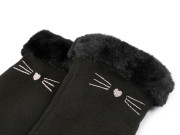 Dievčenské rukavice s kožušinou zateplené, dotykové