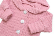 Pletený svetrík s kapucňou a gombíkmi Made with Love ružový Baby Nellys