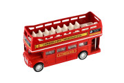 Autobus "Londýn" červený poschodový kov/plast 12 cm na spätné natiahnutie