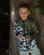 Fleecová mikina detská Maskáč khaki Wamu
