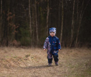 Softshellová kombinéza detská Líšky tmavo modrá Wamu