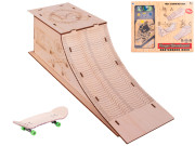 Skateboard 10 cm kov s drevenou rampou