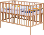 Detská postieľka prírodná s kompletnou výbavou 120 x 60 cm Koty Scarlett