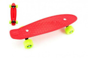 Skateboard - pennyboard 43cm, nosnosť 60kg plastovej osi, červený, zelené kolesá
