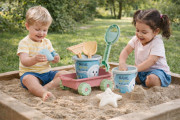 Recyklovaná pastelová sada na piesok oceán s vozíkom Androni