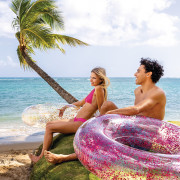 Kruh plávací flitrový ružová