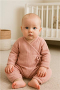 Dojčenský mušelínový overal pink New Baby