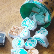 Detské drevené pečiatky Aladine Stampo Funny 17 ks - Kawaii