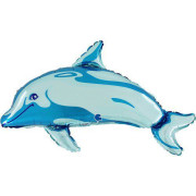 Delfín modrý 34"/86 cm fóliový balónek nafukovací
