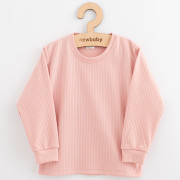 Detské bavlnené tričko s dlhým rukávom New Baby Kindergarten púdrovo ružové