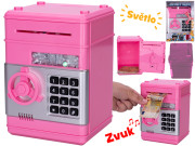 Trezor ružový s odomykaním na kód so svetlom a zvukom