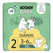 Jednorazové eko plienky 2 Newborn 3–6 kg (56 ks), Moomin baby
