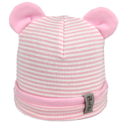 Dojčenská dievčenská prúžkovaná čiapka s uškami RDX Sv.ružová