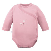 Zavinovacie body Petite s dlhým rukávom ružové kvetinky Eevi