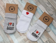 Súprava 3 ks - ponožky I love biele / šedé