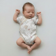 Zavinovacie dojčenské body krátky rukáv mušelín Mačička Baby Service