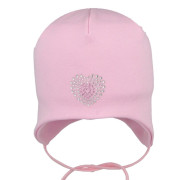 Dievčenská dojčenská zaväzovacia čiapka Srdiečko Sv. ružová RDX