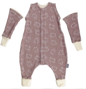 Merino spací vak s nohavicami a odopínacími rukávmi hnedej ovečky