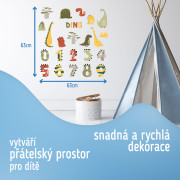 Nástenné samolepky do detskej izby, Dino Numbers Sipo