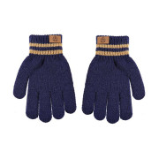 Detské pletené prstové rukavice s nášivkou 6 - 8 rokov