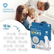 Bezpečnostné zámky na skrinky a zásuvky sada 10 ks Sipo