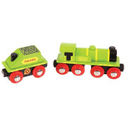 Zelená lokomotíva s tendrem + 3 koľaje Bigjigs Rail