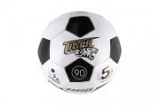 Lopta futbalová šitá koža 23 cm veľ. 5 čierno-biely