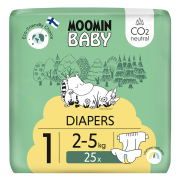Moomin Baby 1 Newborn 2–5 kg (25 ks), eko plienky