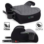 Detský podsedák do auta ISOFIX i-Size s držiakom na nápoje, pre výšku 125–150 cm šedý