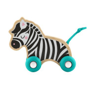 Drevená postrkovací lev a zebra