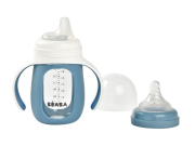 Dojčenská fľaša sklenená 2v1 210 ml so silikónovou ochranou