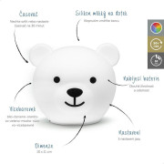 Medvedík Bor - silikónové viacfarebné nočné svetlo Zazu