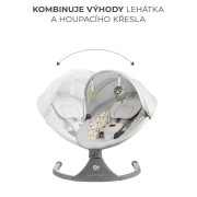 Lehátko hojdacia s melódiou 2v1 Lumi, do 9 kg, Premium Light Grey Kinderkraft