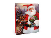 Vianočná darčeková taška s glitrami 32 x 26 x 10 cm Santa 4