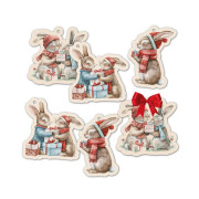 Darčeková visačka 6 ks - Vianoční zajačikovia Albi