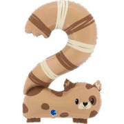 Fóliový balónik nafukovací Puppyloons Mačka (91cm,36") číslica 2