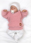 Rastúci oversize pletený svetrík pre bábätko staroružový Baby Nellys
