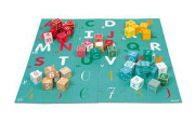 Drevené kocky Kubix Abeceda Čísla 40 ks s puzzle Janod