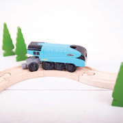 Elektrická lokomotíva Mallard modrá Bigjigs Rail