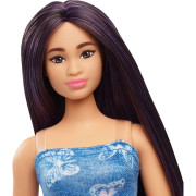 Barbie modelka - modré šaty s motýlikmi