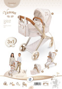 Skladací kočík pre bábiky 3 v 1 s taškou Verona 73 cm DeCuevas