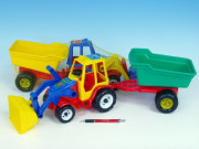Traktor s vlekom a radlicou plast 64cm
