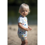 Overal tenký krátky Tlač Outlast® UPF 50+ bledomodrá kocky Little Angel