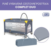 Complet duo cestovná postieľka s druhým dňom a hrazdičkou Asalvo