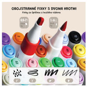 Obojstranné fixky s dvoma hrotmi v boxe 48 ks Jarmelo