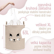 Kôš na hračky XL so šnúrkou, skladací bavlnený / 63 l Sipo