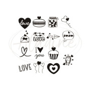 Drevené pečiatky Aladine Stampo LOVELY, 15 ks - Love