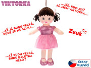 Bábika Viktorka handrová 32 cm česky hovoriaca na batérie svetlo ružová 0 m+