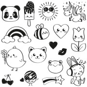 Detské drevené pečiatky Aladine Stampo Funny 17 ks - Kawaii