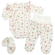 Bavlnená 3D sada zavinovacie body, polodupačky + rukavičky Amélie biela/ružová MBaby